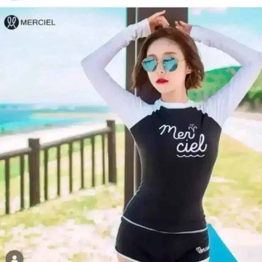 [BUNJANG] Merciel Women's Rash Guard and Bikini Set Pink Size S (55) / 핑크 Merciel s사이즈 55 여자 래쉬가드 상하의 세트 비키니 수영