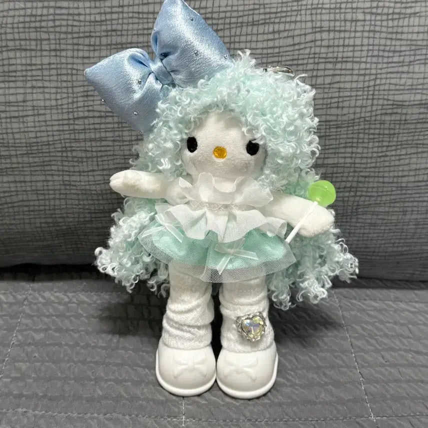 [BUNJANG] Handmade High-Quality Fuzzy Long-Legged Kitty Keychain / 민트 뽀글이 롱다리 키티