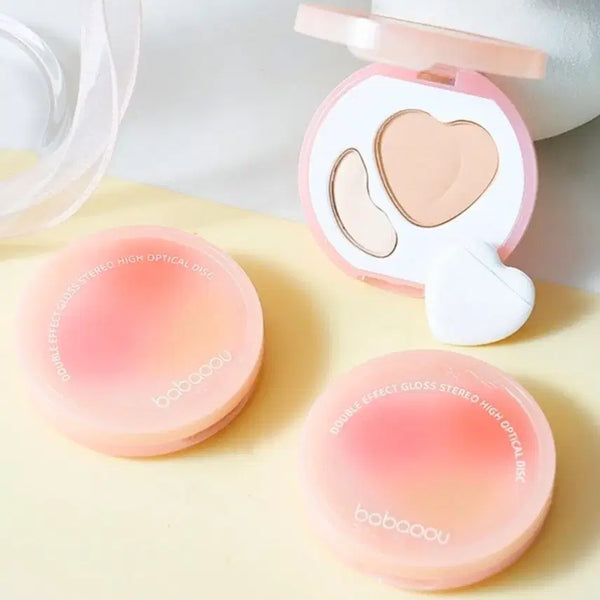 [BUNJANG] Babaoou Highlighter & Blusher Palette with Heart Puff / babaoou 하이라이터 블러셔 팔레트