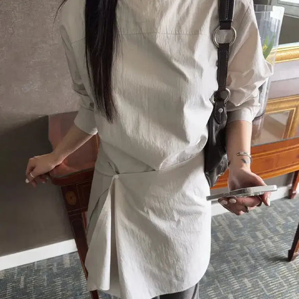[BUNJANG] Seno Daniel Wrap Asymmetrical Boat Neck Layered Dress / (새상품)세노 다니엘 랩 언발 보트넥 하객룩 언발란스 레이어드 원피스