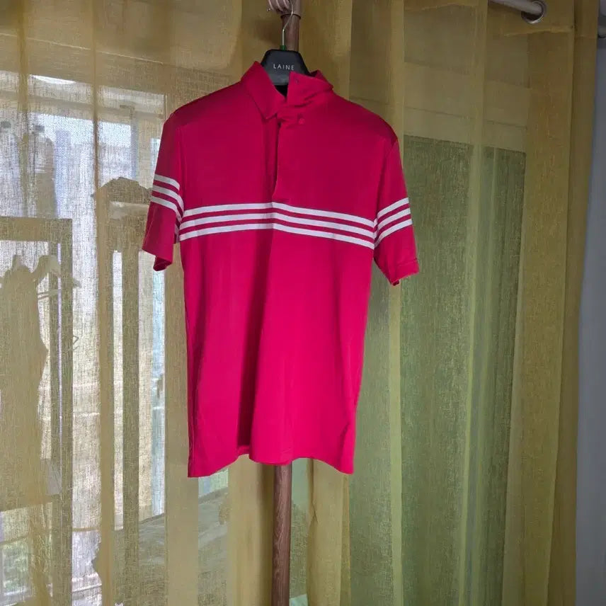 [BUNJANG] Adidas Golf Men's Pink Three-Stripes Pique Polo T-Shirt Size 100 / 아디다스 골프 카라넥티100