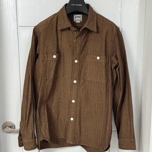 [BUNJANG] Houston Japan Herringbone Heavy Cotton Viela Work Shirt / 휴스턴 재팬 헤링본 해비코튼 비엘라 워크 셔츠