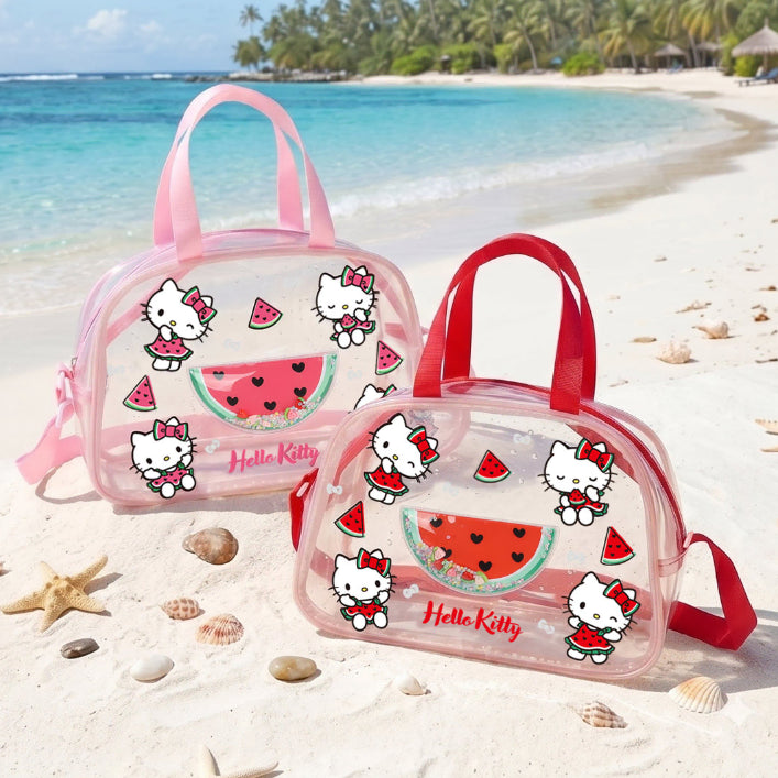 [BUNJANG] Hello Kitty Sequin Clear Beach Bag / 헬로키티 스팽글 투명 비치백 물놀이 수영가방