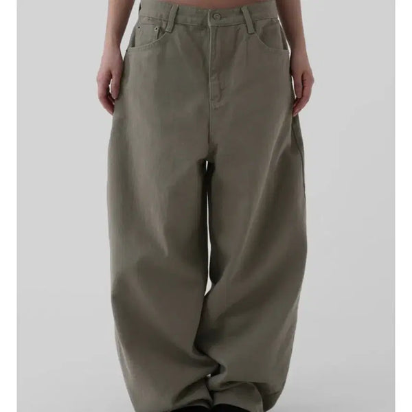 [BUNJANG] Autumn Work Curved Pants Khaki S / 어텀 워크커브드팬츠 카키 S
