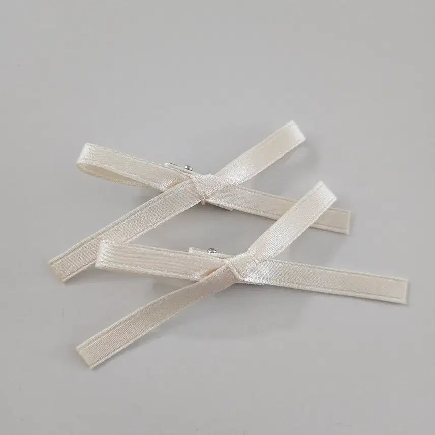 [BUNJANG] Mini Ribbon Hairpin Ivory / (새상품) 미니 리본 헤어핀 아이보리 8~9cm