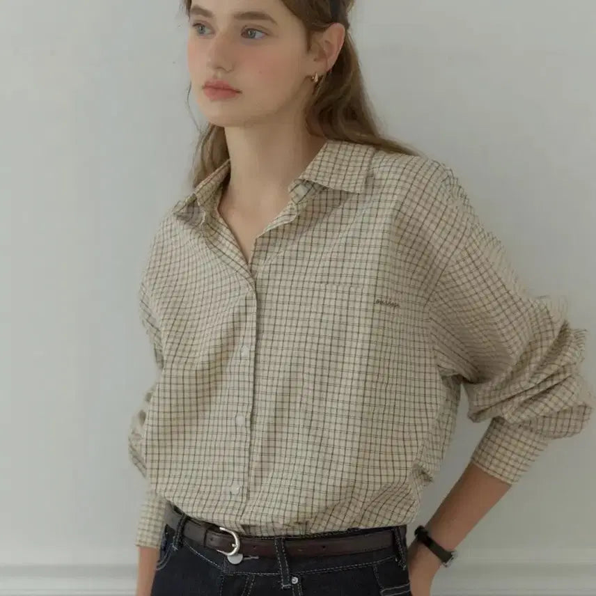 [BUNJANG] Ourhope Checkered Shirt Beige / [새상품] 아워호프 체크 셔츠 베이지