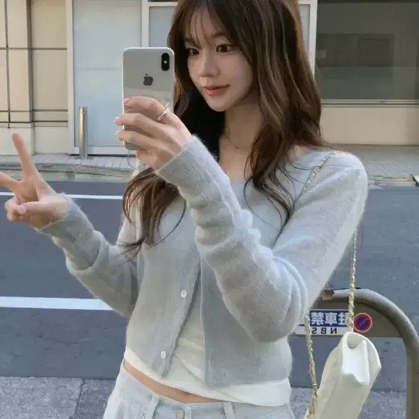 [BUNJANG] Vegetable Elle Mohair Cardigan / 베지터블 엘르 모헤어 가디건
