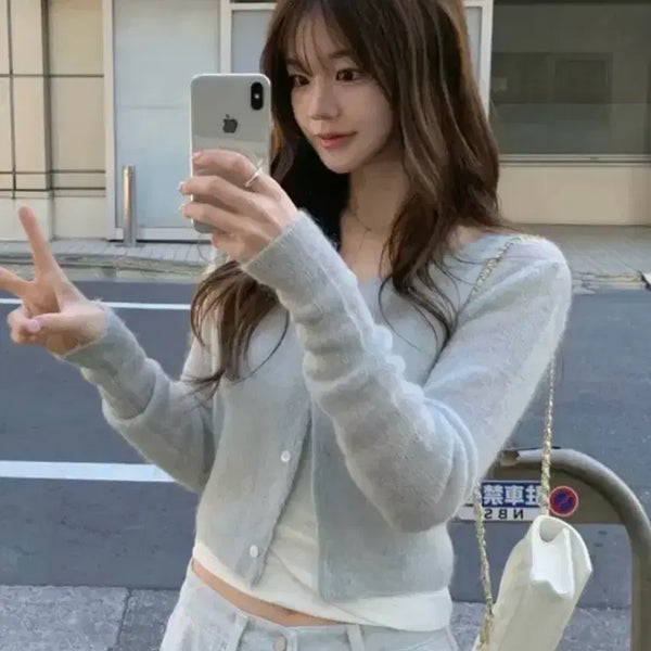 [BUNJANG] Vegetable Elle Mohair Cardigan / 베지터블 엘르 모헤어 가디건