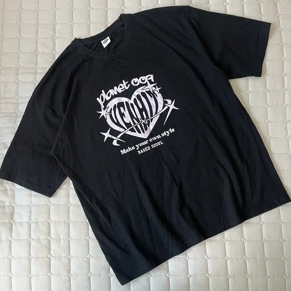 [BUNJANG] Benhit Heart T-Shirt Black 2XL / 2XL) 밴힛 하트 반팔티