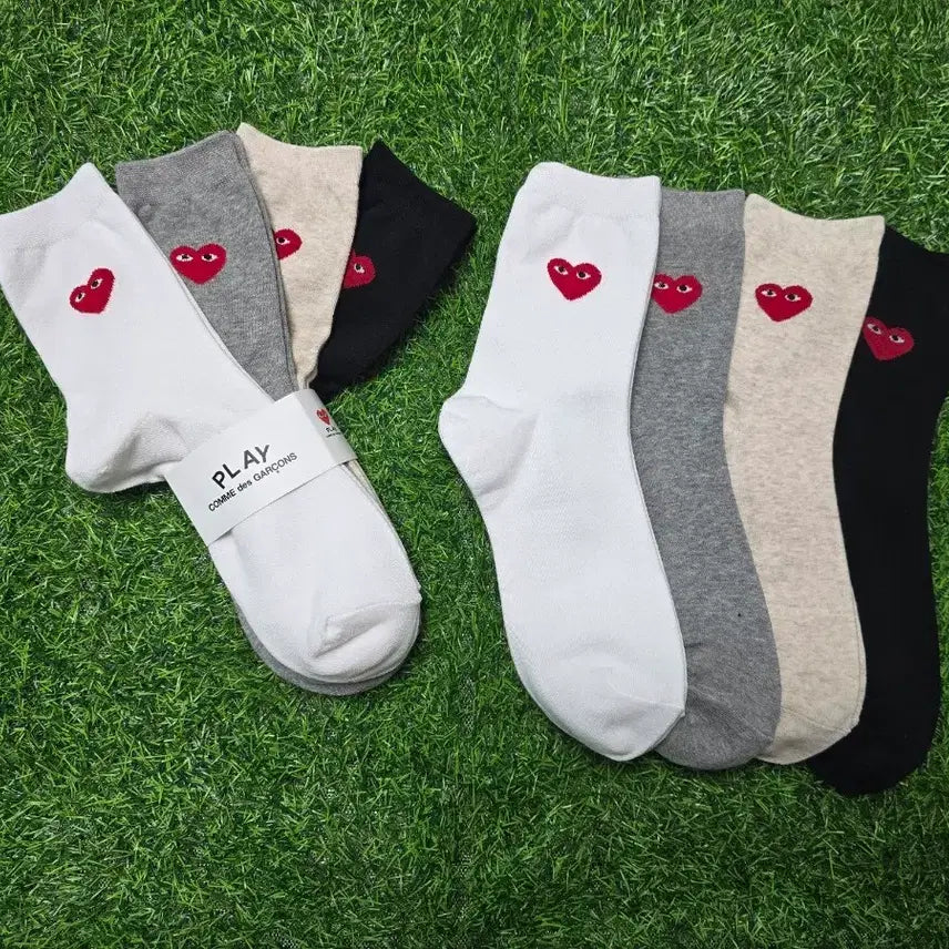 [BUNJANG] Comme des Garçons Play Heart Logo Socks Set / 꼼데가르송 플레이 하트 로고 양말 세트
