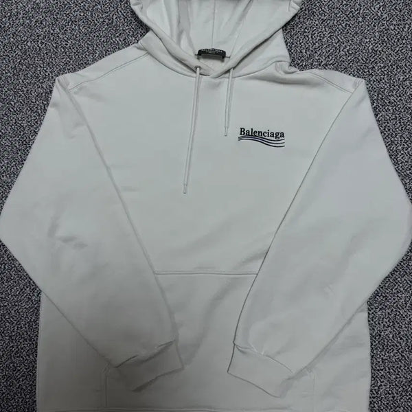 [BUNJANG] Balenciaga Wave Logo Embroidered Hoodie Ivory M / 발렌시아가 웨이브로고 자수 후드티 M사이즈