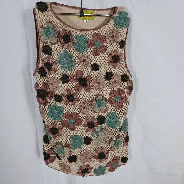[BUNJANG] Flower Crochet Knit Vest Top / 일본 플라워 크로셰 니트 탑 조끼 40
