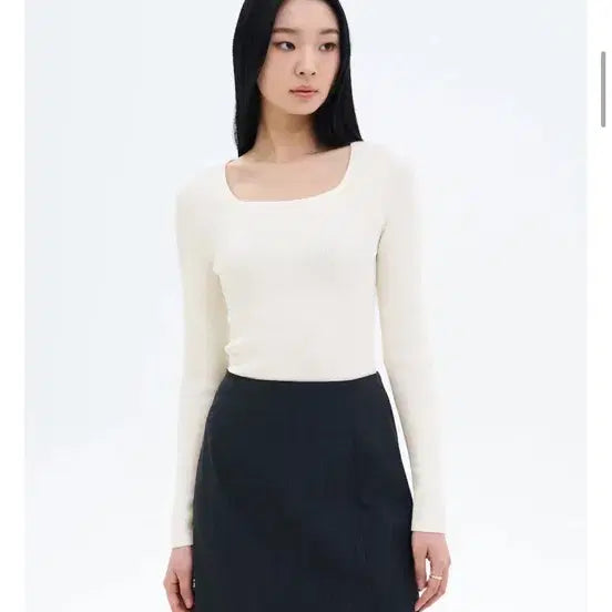 [BUNJANG] 8 Seconds Ribbed Square Neck Pullover Ivory / 에잇세컨즈 리브드 스퀘어넥 풀오버 아이보리 (325251LY40)