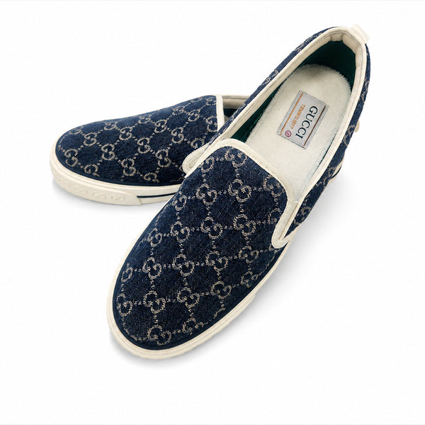 [BUNJANG] Gucci Tennis 1977 GG Denim Slip-On Sneakers / [구찌] 정품 테니스 1977 GG 데님 슬립온 스니커즈 / 풀박스 구성