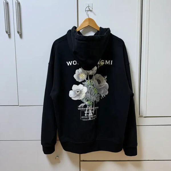 [BUNJANG] Wooyoungmi Flower Back Logo Hoodie Black Size 50 / [ 50 ] 우영미 플라워 백로고 후드티