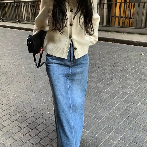 [BUNJANG] BRON Corduroy Denim Skirt Basic Length S / 브론 코듀로이 데님스커트 기본기장 S 더티스 르플레인