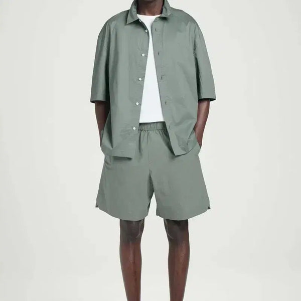[BUNJANG] COS Cotton Boxy Short Sleeve Shirt + Pima Elastic Shorts Set / [셋업] COS 코스 박시 쇼트 슬리브 코튼 셔츠 + 피마 엘라스틱 쇼츠