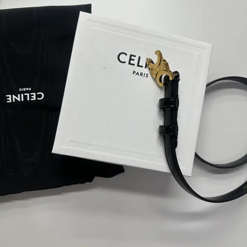 [BUNJANG] Celine Triomphe Gold Buckle Belt / 공홈 정품 셀린느 트리옹프 금장 벨트