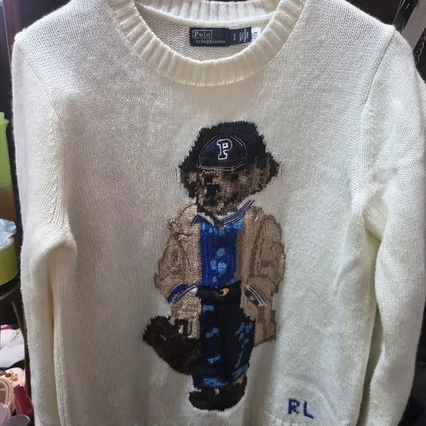 [BUNJANG] Polo Ralph Lauren Bear Knit Sweater Ivory S / 폴로 랄프로렌 베어 니트 아이보리