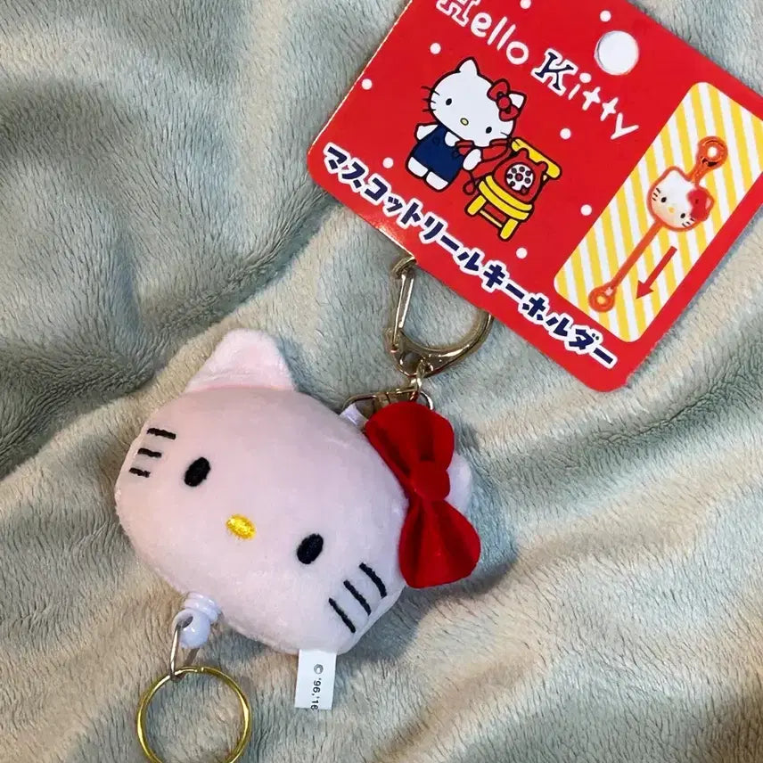 [BUNJANG] Sanrio Hello Kitty Mascot Reel Holder Plush Keychain (Rare) / 택0,새상품) 일본 산리오 헬로키티 마스코트 릴홀더 인형 키링(희귀)