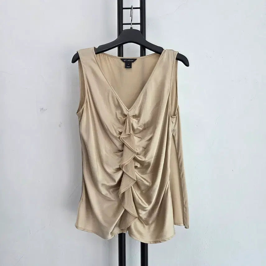 [BUNJANG] ST. JOHN Silk Frill Sleeveless Blouse / 신세계정품)) 센존 ST.JOHN 실크 프릴 민소매 블라우스