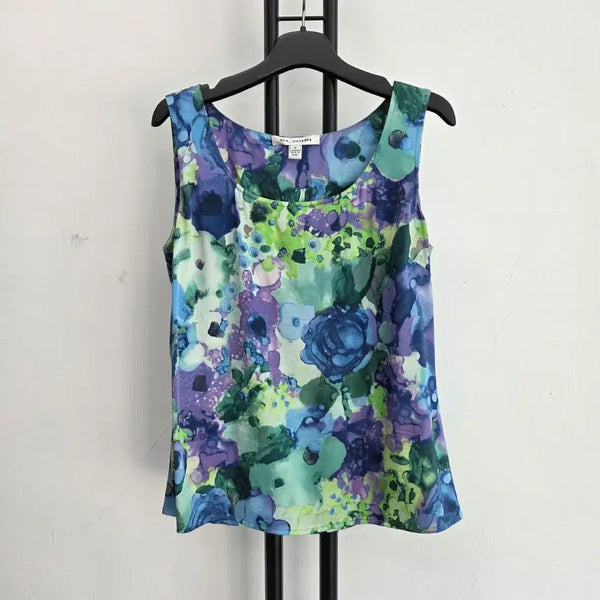 [BUNJANG] ST. JOHN Genuine Flower Sleeveless Blouse - Blue / 신세계정품)) 센존 ST.JOHN 플라워 블루 민소매 블라우스