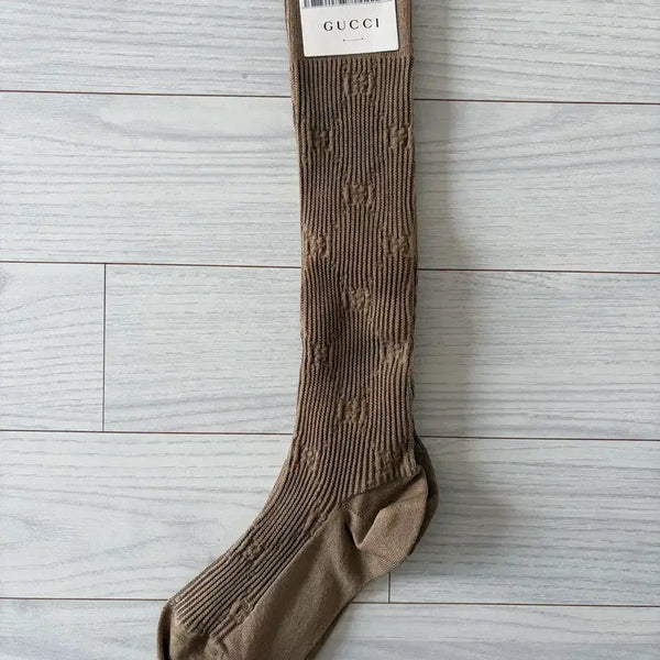 [BUNJANG] Gucci Brown GG Pattern Knee-High Socks / 구찌 브라운 GG패턴 니삭스