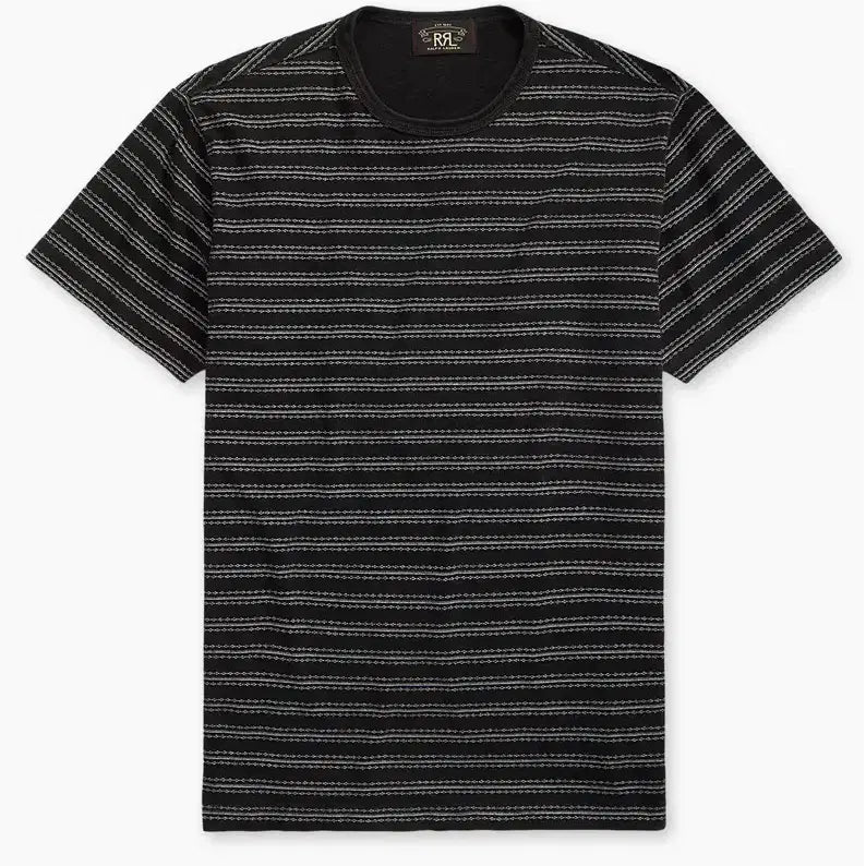 [BUNJANG] RRL Indigo Striped Jacquard T-Shirt Black Multi / RRL 인디고 스트라이프 저지 티셔츠 블랙 멀티