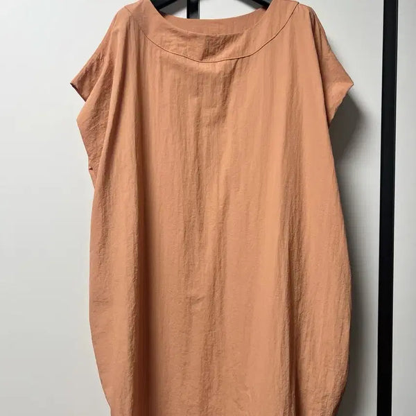 [BUNJANG] Oversized Cotton Linen Blend Midi Dress / 컬러 예쁜 바스락 원피스 박시핏