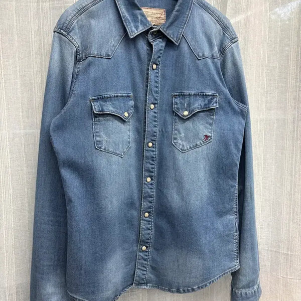 [BUNJANG] Buckaroo Vintage Light Wash Western Denim Shirt L / Buckaroo 버커루 빈티지 라이트워시 웨스턴 데님 셔츠
