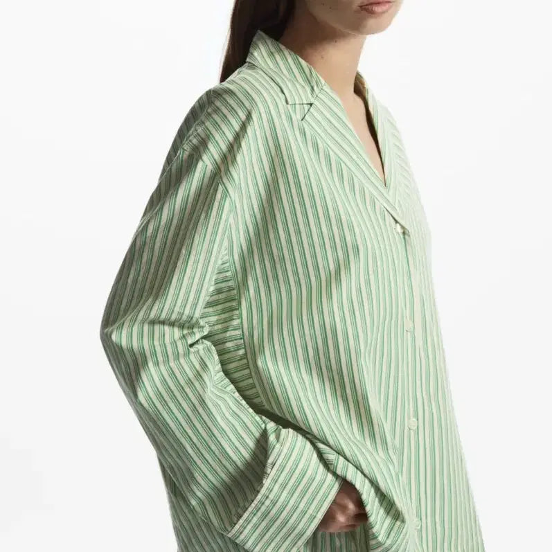 [BUNJANG] COS Wide Sleeve Stripe Crop Shirt / COS 코스 와이드 슬리브 크롭 스트라이프 셔츠