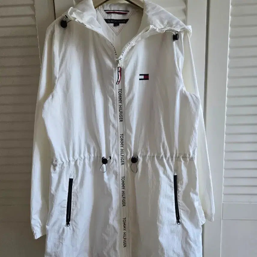 [BUNJANG] Tommy Hilfiger White Hooded Long Jacket / 타미힐피거 화이트 후드 롱 자켓