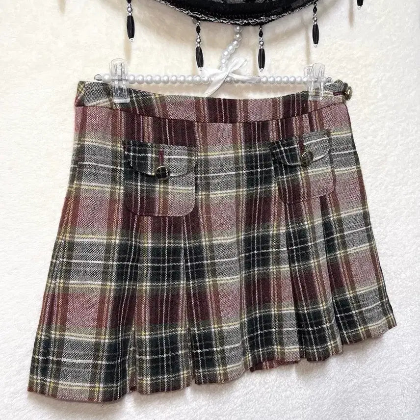 [BUNJANG] Lizlisa Latte Gyaru Romantic Check Pleated Mini Skirt / 리즈리사 라떼갸루 로맨틱 로걀 체크 플리츠 미니스커트 치마 프레피 핀터