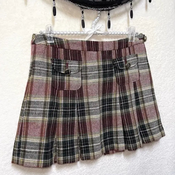 [BUNJANG] Lizlisa Latte Gyaru Romantic Check Pleated Mini Skirt / 리즈리사 라떼갸루 로맨틱 로걀 체크 플리츠 미니스커트 치마 프레피 핀터