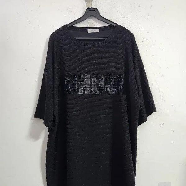[BUNJANG] Black Sequin Short Sleeve T-Shirt / 블랙 스팽글 반팔 티셔츠