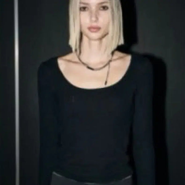 [BUNJANG] Bohemian Seoul Ribbed U-Neck Tee / (실사O) 보헤미안서울 리브드 유넥티