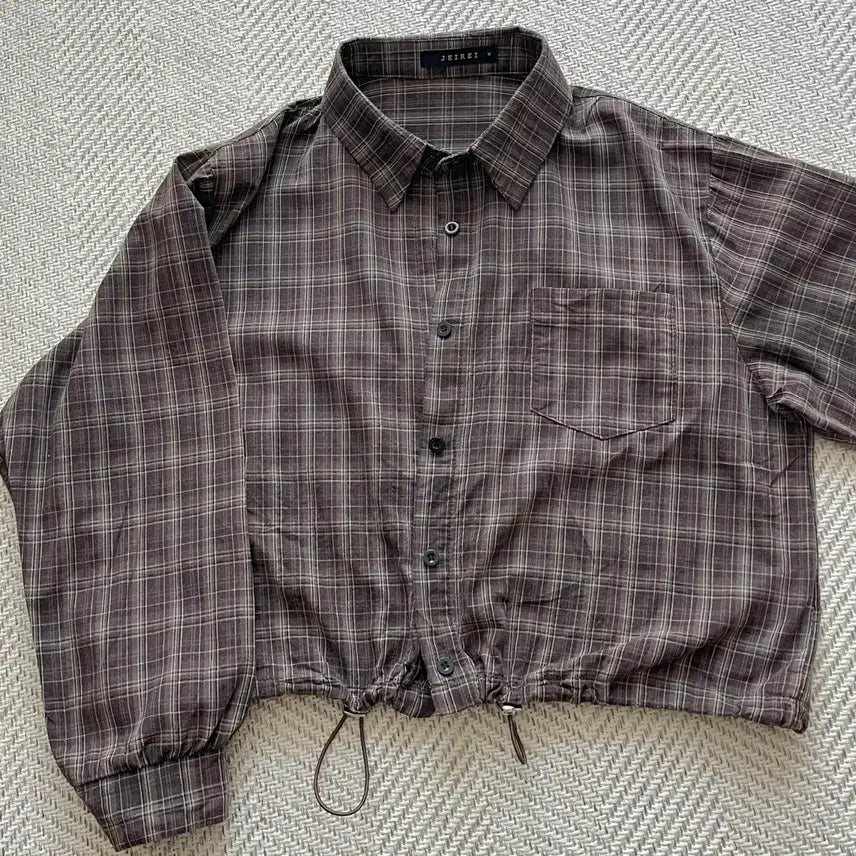 [BUNJANG] JEIKEI Check Cropped Long Sleeve Shirt / JEIKEI 체크 셔츠 크롭 긴팔