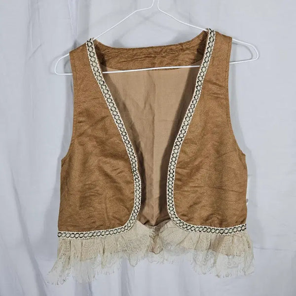 [BUNJANG] Suede Lace Vest L / 일본 스웨이드 레이스 조끼L(새상품)