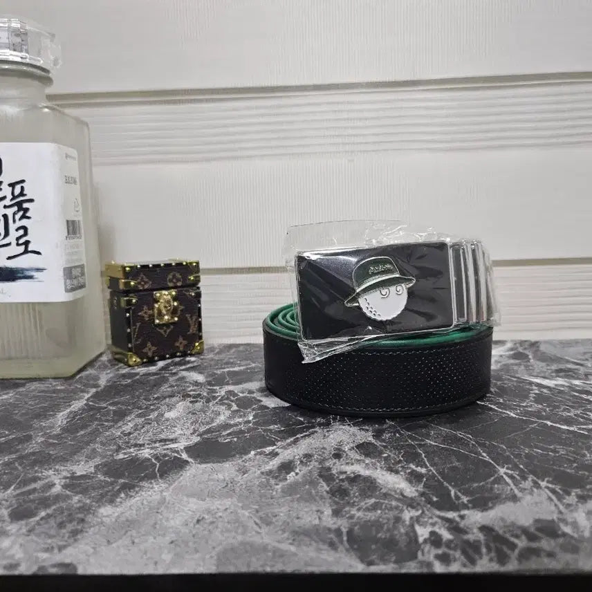 [BUNJANG] Malbon Black Automatic Leather Golf Belt / 말본 블랙 자동가죽 골프벨트
