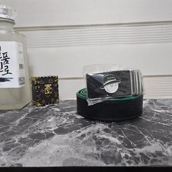 [BUNJANG] Malbon Black Automatic Leather Golf Belt / 말본 블랙 자동가죽 골프벨트