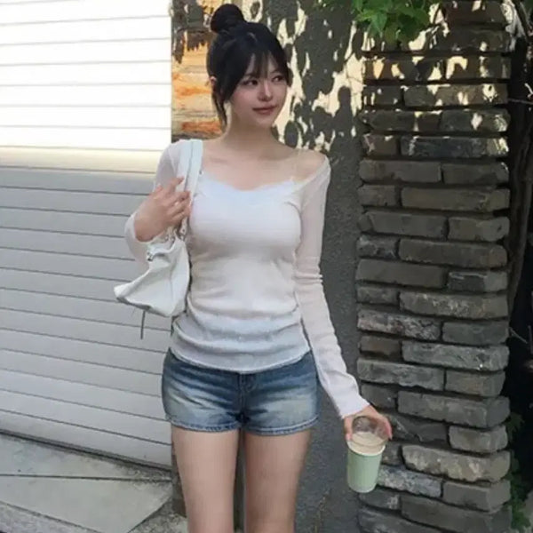 [BUNJANG] A-bly Holy Summer See-through Knit Pink / 에이블리 홀리 여름 시스루 니트 연핑크