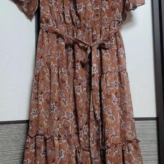 [BUNJANG] Brown Chiffon Long Dress / 브라운 쉬폰 롱 원피스
