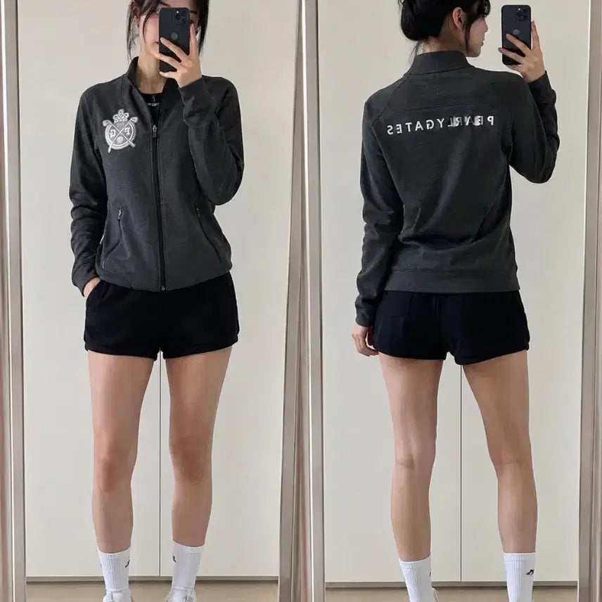 [BUNJANG] Pearly Gates Women's Zip-Up Jacket Gray Size 0 / 파리게이츠 여성 자켓 그레이 도톰 0사이즈