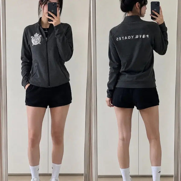 [BUNJANG] Pearly Gates Women's Zip-Up Jacket Gray Size 0 / 파리게이츠 여성 자켓 그레이 도톰 0사이즈