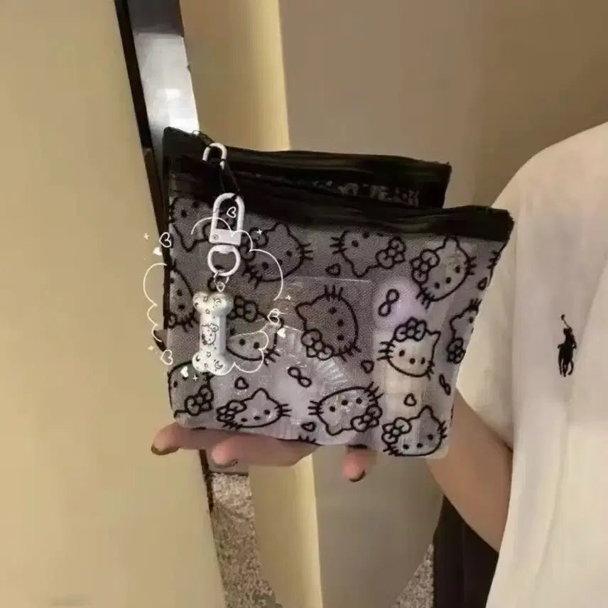 [BUNJANG] Hello Kitty Mesh Pouch with Keyring / (새상품) 헬로키티 메쉬 파우치 + 키링