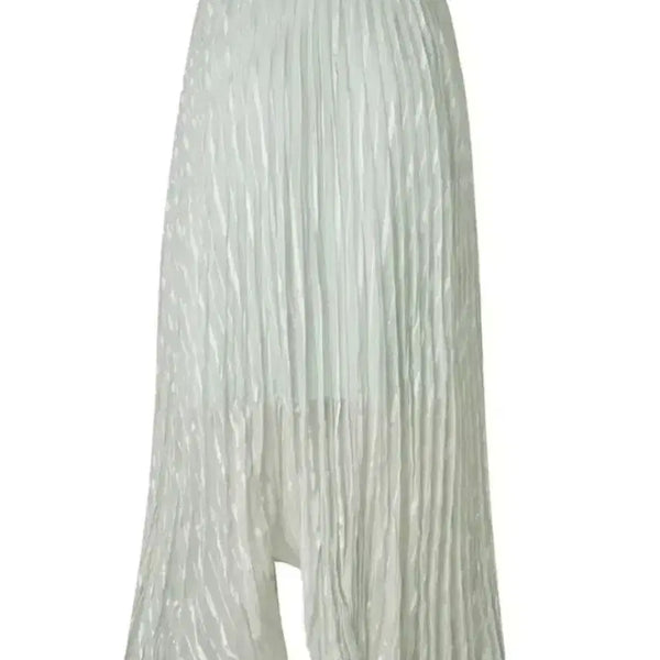 [BUNJANG] ORR Asymmetrical Pleated Long Skirt Mint L / ORR  오르 언발란스 플리츠 롱 스커트 민트 L