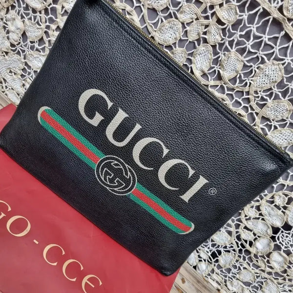 [BUNJANG] Gucci Amber Leather Clutch (L) Unisex / GUCCI띠로고  엠버 레더클러치(L) 남녀공용