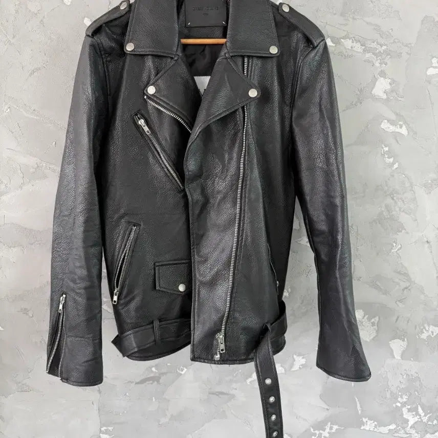 [BUNJANG] STUDIO OLIVE Black Leather Rider Jacket / STUDIO OLIVE 블랙 레더 라이더 자켓