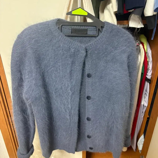[BUNJANG] Forest Blue Angora Cardigan / 포레스트 블루 앙고라 가디건