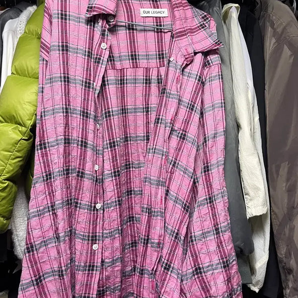 [BUNJANG] Our Legacy Borrowed BD Shirt Pink Check Pattern / 아워레가시 버로우드 BD셔츠 핑크